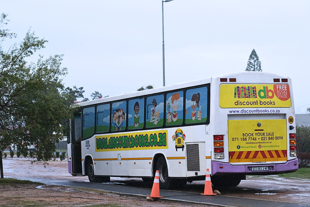 Inside the Discount Books Bus in Somerset West: A Rainy Morning Full of Children's Books