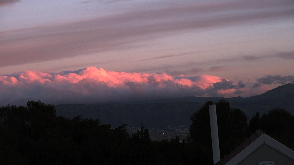 Red evening sky from our balcony